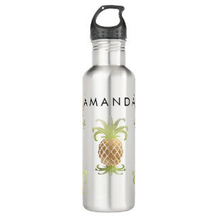PixDezines Imitats Gold Ananas/DIY Hintergrund Edelstahlflasche