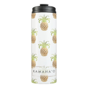 PixDezines Imitats Gold Ananas/DIY Hintergrund Thermosbecher