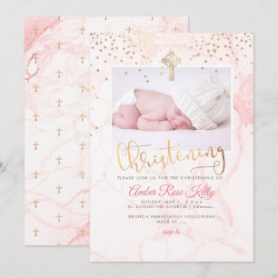 PixDezines Imitats Gold Confetti+Marmor Christenin Einladung