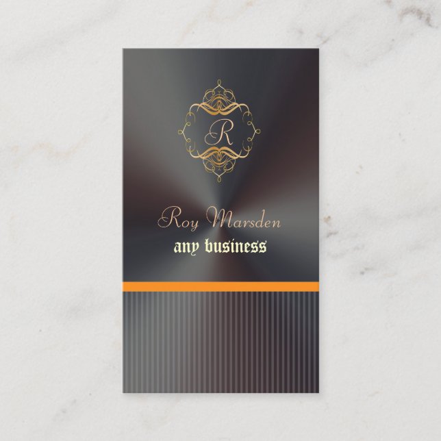 PixDezines Imitats Gold Filigree+Pinstripes Monogr Visitenkarte (Vorderseite)