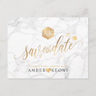 PixDezines Imitats Gold/Monogramm/Marmor/Rett unse Postkarte
