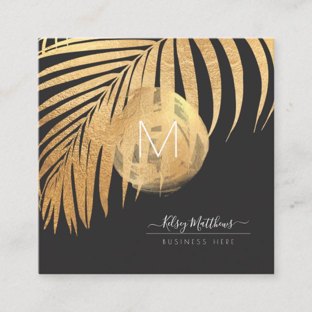 PixDezines Imitats Gold Palms DIY Hintergrund Quadratische Visitenkarte (Vorderseite)