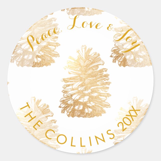 PixDezines IMITATS GOLD PINECONES/DICHTE HINTERGRU Runder Aufkleber (Vorderseite)