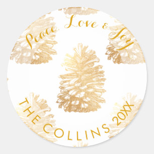 PixDezines IMITATS GOLD PINECONES/DICHTE HINTERGRU Runder Aufkleber