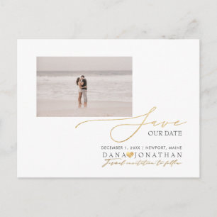 PixDezines Imitats Gold Save the Date Luxe Script Postkarte