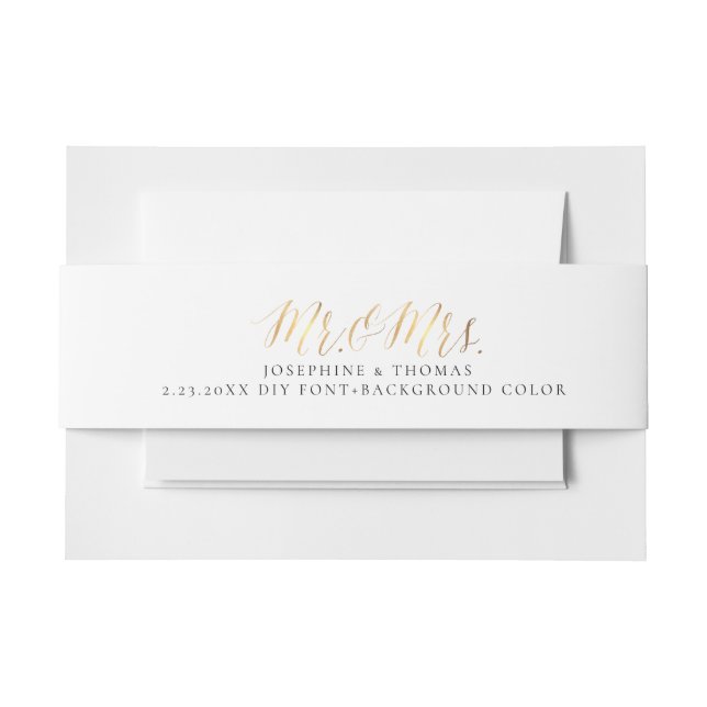 PixDezines Imitats Gold Script Mr. und Mrs. Einladungsbanderole (Vorderseite Beispiel)