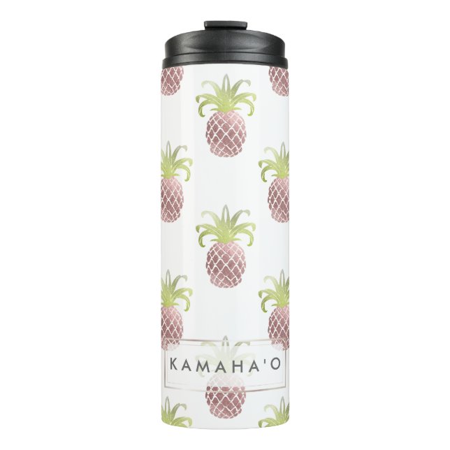 PixDezines Imitats Rose Ananas Thermosbecher (Vorderseite)
