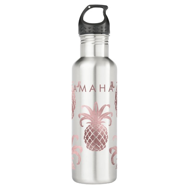 PixDezines Imitats Rose Gold/Ananas/DIY-Buchse Trinkflasche (Vorderseite)