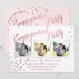 PixDezines Imitats Rose Gold Confetti Verlobung Te Einladung