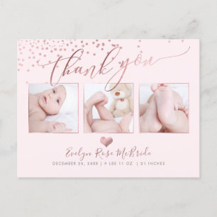 PixDezines Imitats Rose Gold Confetti/Vielen Dank Postkarte