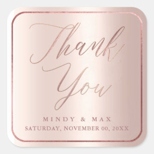 PixDezines IMITATS ROSE GOLD DANK IHNEN, MODERNES  Quadratischer Aufkleber