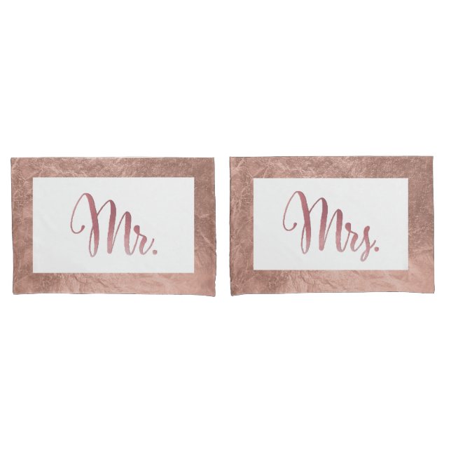 PixDezines Imitats Rose Gold/Mr/Mrs. Kissenbezug (Vorderseite-Set)