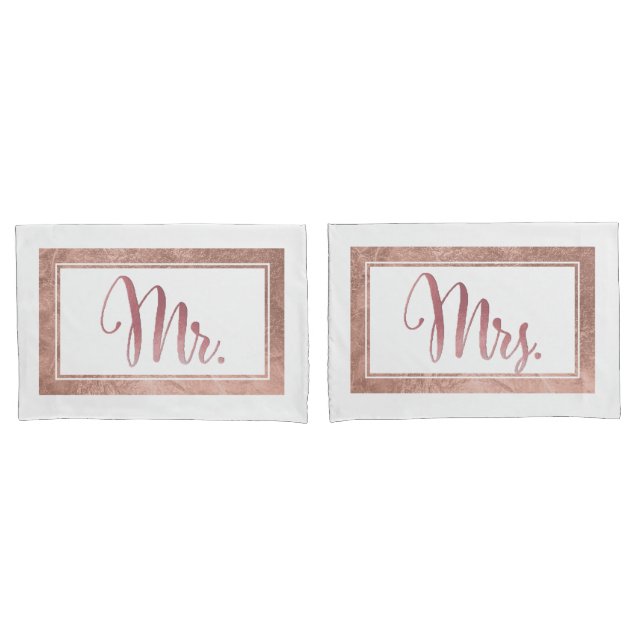 PixDezines Imitats Rose Gold/Mr/Mrs. Kissenbezug (Vorderseite-Set)