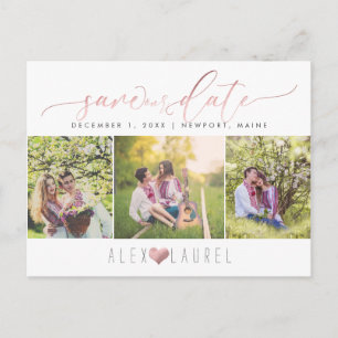 PixDezines Imitats Rose Gold Save the Date Postkar Ankündigungspostkarte