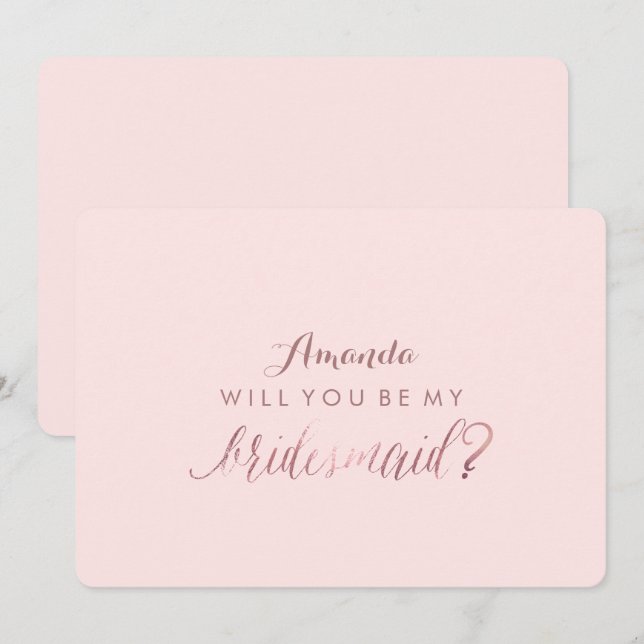 PixDezines Imitats Rose Gold Sie werden meine Brid Einladung (Vorne/Hinten)