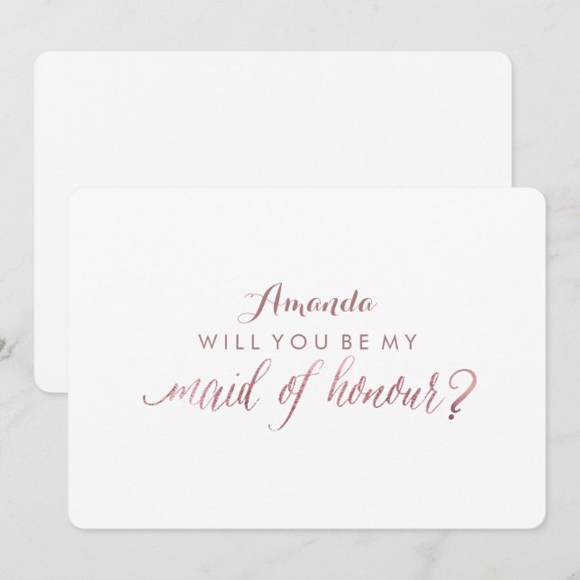 PixDezines Imitats Rose Gold werden Sie meine Magd Einladung (Vorne/Hinten)