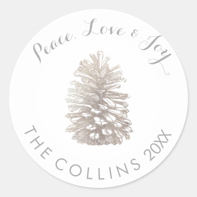 PixDezines IMITATS SILVER PINECONE/DIY HINTERGRUND Runder Aufkleber (Vorderseite)