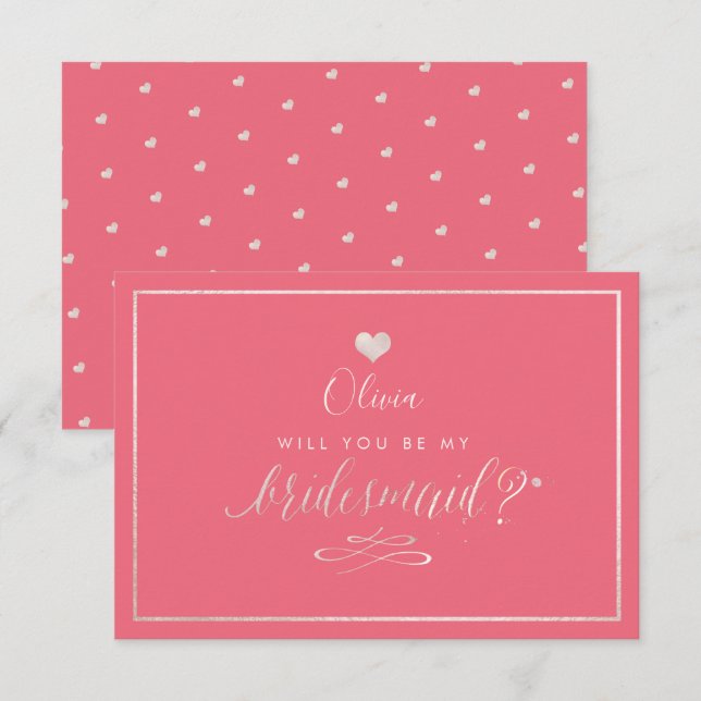 PixDezines-Iridescent Blush Pink, Bridesmaid Einladung (Vorne/Hinten)