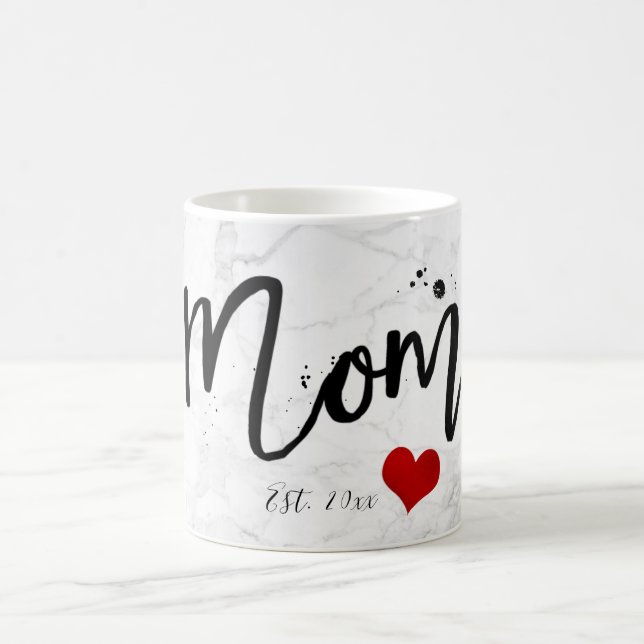 PixDezines-JUNGE MUTTER-Marble+Modernes Skript Kaffeetasse (Mittel)