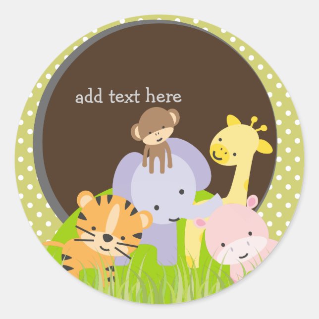 PixDezines Jungle Sticker//DIY Hintergrundfarbe Runder Aufkleber (Vorderseite)