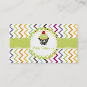 PixDezines Keylime Wirbel Cupcake+Chevron Visitenkarte