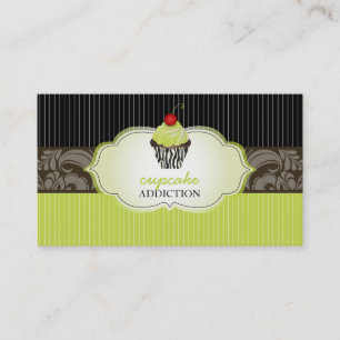 PixDezines Keylime Wirbel-Cupcake+Pinstreifen Visitenkarte