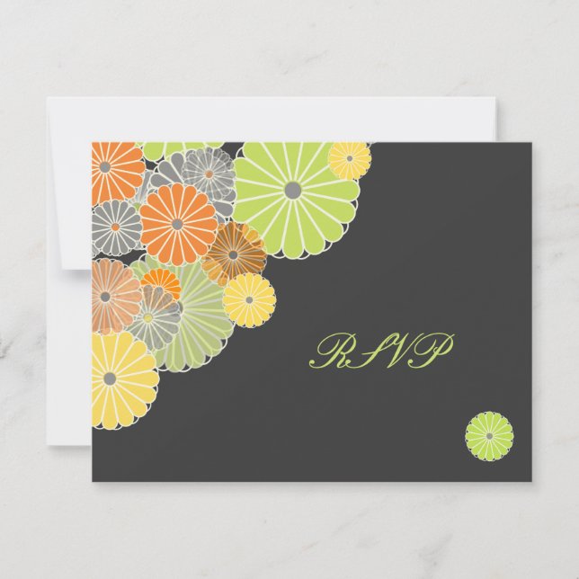 PixDezines Kiku (chrysanthemum) RSVPs erfordern 12 RSVP Karte (Vorderseite)