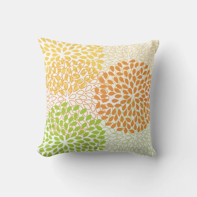 PixDezines kiku Limon+orange/chrysanthemum Kissen (Vorderseite)