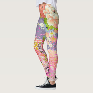 PixDezines Kimono/Pfingstrosen/Kirschblüten Leggings