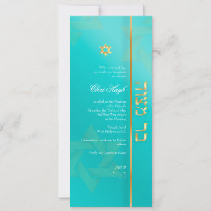 PixDezines Klassischer Bar Mizwa / aqua / gold Einladung