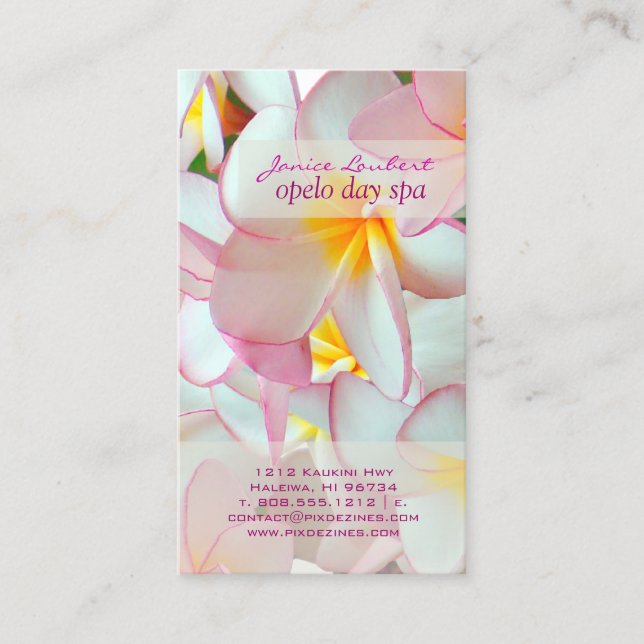 PixDezines KONA PINK PLUMERIAS Visitenkarte (Vorderseite)