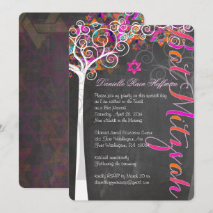 PixDezines Kreidetafel Baum des Lebens BAT MITZVAH Einladung