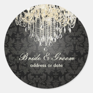 PixDezines Kristallkronleuchter/Barock Damast Runder Aufkleber