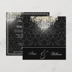 PixDezines Kristalllüster/Desiree Damast Einladung