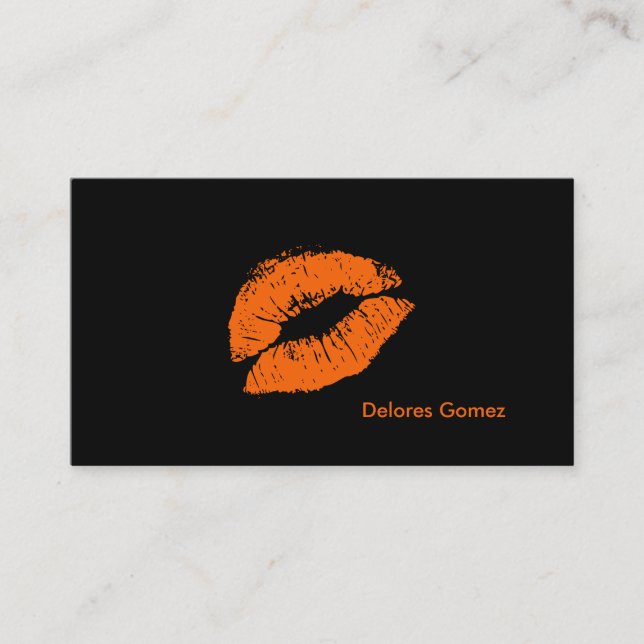 PixDezines Kuss Orangenlippen Visitenkarte (Vorderseite)