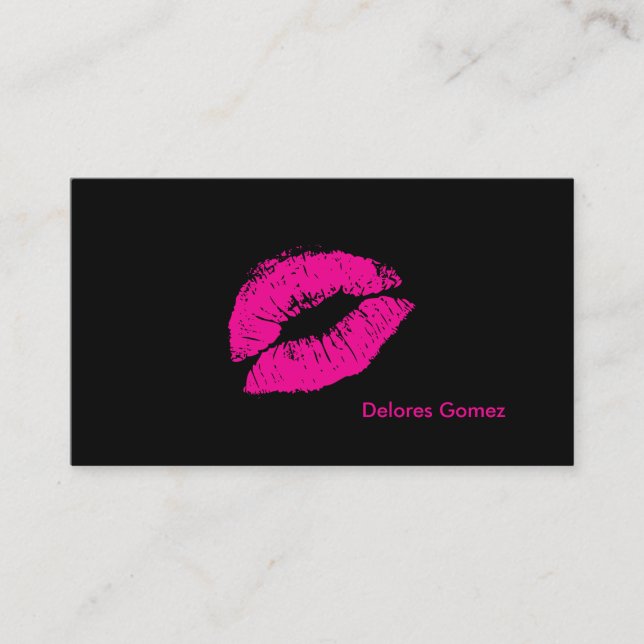 PixDezines küsst heiße rosa Lippen Visitenkarte (Vorderseite)