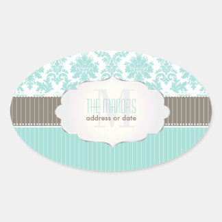 PixDezines la paloma Damask/DIY Farbe Ovaler Aufkleber