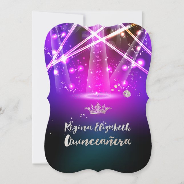 PixDezines Laser Lights Quinceanera/Sweet 15 Einladung (Vorderseite)