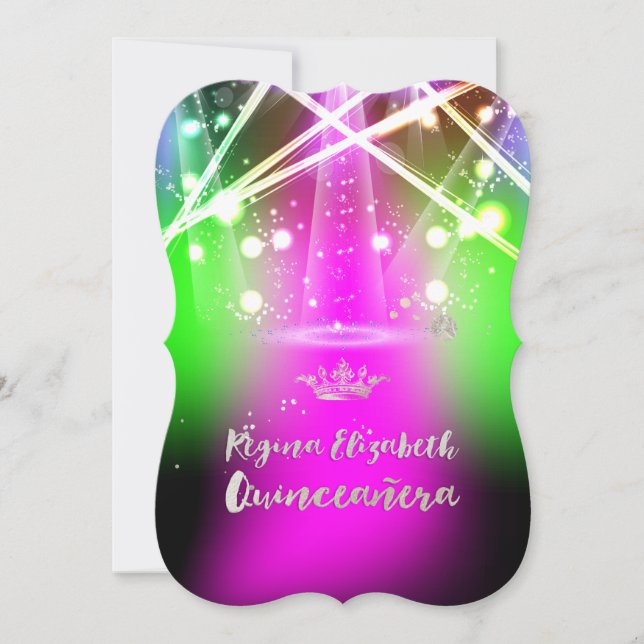 PixDezines Laser Lights Quinceanera/Sweet 15 Einladung (Vorderseite)