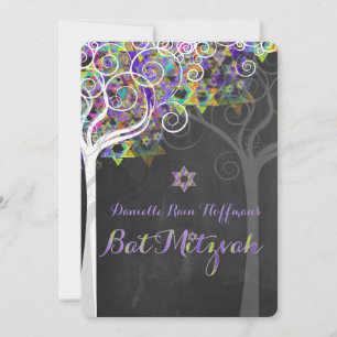 PixDezines Lebensbaum Bat Mitzwa/Kreidetafel Einladung