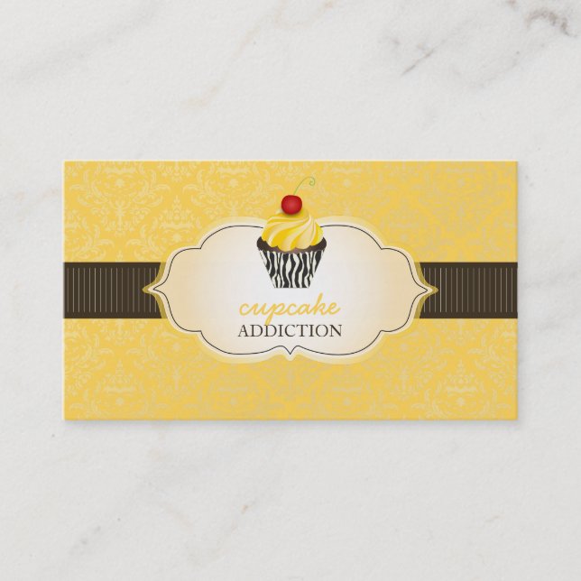 PixDezines lemon Limone Wirbel Cupcake + Pinstreif Visitenkarte (Vorderseite)