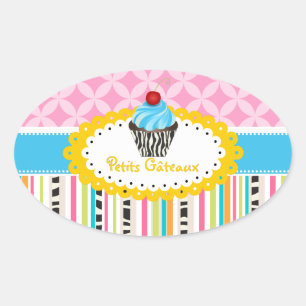 PixDezines lemon Wirbel Cupcake/DIY Ovaler Aufkleber