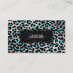PixDezines Leopard/Elektrisches Teal/Falsches Silb Visitenkarte