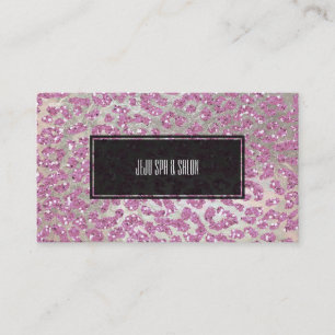 PixDezines Leopard/Pink/Faux Glitter+Silber Visitenkarte