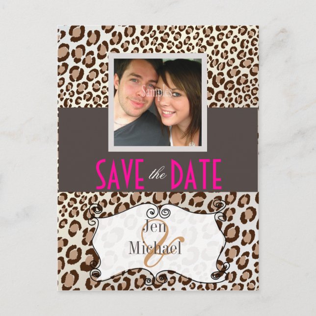 PixDezines Leopard, Save the Date Postkarten aus F (Vorderseite)