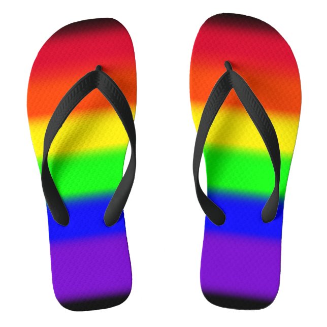 PixDezines LGBT Pride Rainbow Neon Colors Flip Flops (Fußbett)