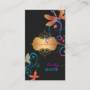 PixDezines Libellen Schmetterlinge Regenbogen Wirb Visitenkarte