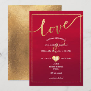 PixDezines Liebe Imitat Gold/Roter Velvet Einladung