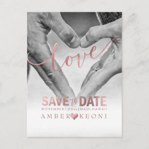 PixDezines Liebe, Imitate Rose Save the Date/Herz Ankündigungspostkarte