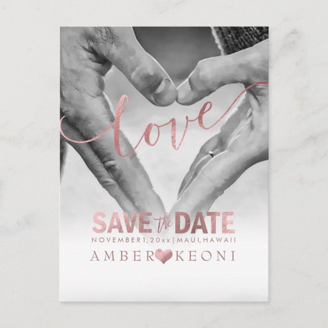 PixDezines Liebe, Imitate Rose Save the Date/Herz Ankündigungspostkarte (Vorderseite)